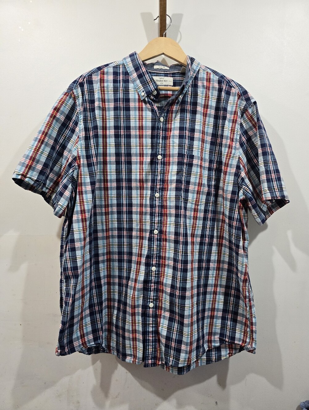 Hawker Rye Men’s XXL Tall Stretch Plaid Short Sleeve Button Down Shirt Regular